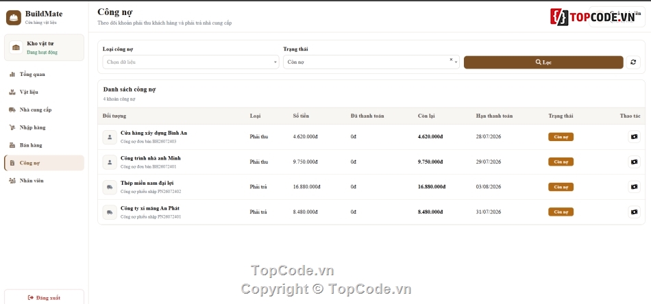 Website quản lý,quản lý cửa hàng,quản lý vật liệu xây dựng